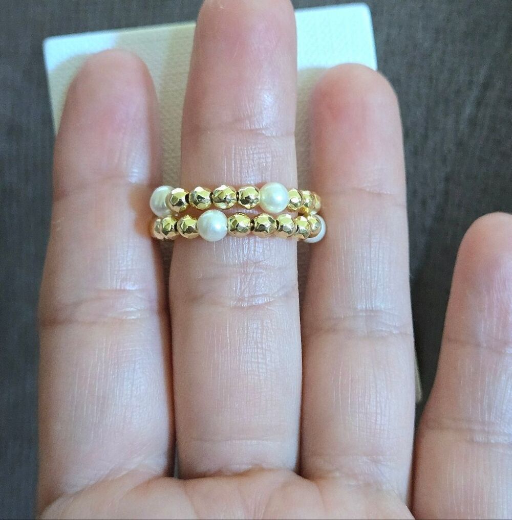 Freshwater Pearls and Gold💛 Hematite Beads Adjustable Wrap Ring💍 - NWT - Picture 16 of 16